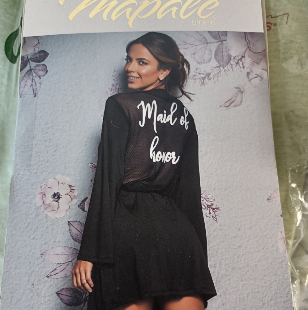 Mapale Black satin robe